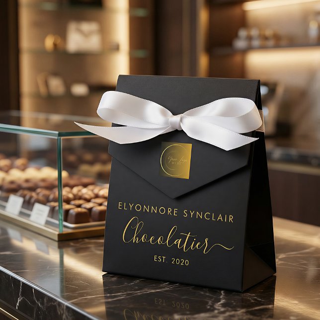 Ballotins Chocolatier Script Or Noir Élégant Code Qr (Créateur téléchargé)