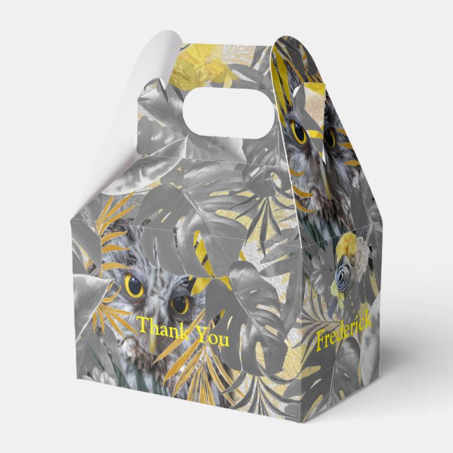 Ballotins Chouettes - feuilles Plantes en gris/jaune 2021 co (Verso)