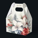 Ballotins Christmas Party White Red Flowers Holidays Elegant<br><div class="desc">Christmas Party White Red Flowers Holidays Elegant Favor Boxes. Unique,  beautiful,  stylish design. Easy to be personalized. Font style,  size and colors can be changed. Matching items available.</div>