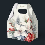 Ballotins Christmas Party White Red Flowers Holidays Elegant<br><div class="desc">Christmas Party White Red Flowers Holidays Elegant Favor Boxes. Unique,  beautiful,  stylish design. Easy to be personalized. Font style,  size and colors can be changed. Matching items available.</div>