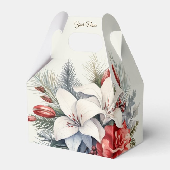 Ballotins Christmas Party White Red Flowers Holidays Elegant (Verso)