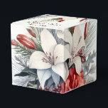 Ballotins Christmas Party White Red Flowers Holidays Elegant<br><div class="desc">Christmas Party White Red Flowers Holidays Elegant Favor Boxes. Unique,  beautiful,  stylish design. Easy to be personalized. Font style,  size and colors can be changed. Matching items available.</div>