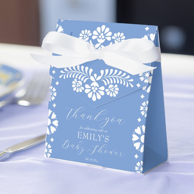 Ballotins Cielito lindo baby shower bleu poussiéreux en fave (Cielito lindo dusty blue baby shower favors monogrammed customized favor boxes personalized favors)