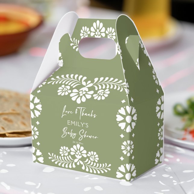 Ballotins Cielito lindo baby shower vert sauge faveurs (Cielito lindo sage green gender neutral Mexican fiesta baby shower favors personalized favor boxes)
