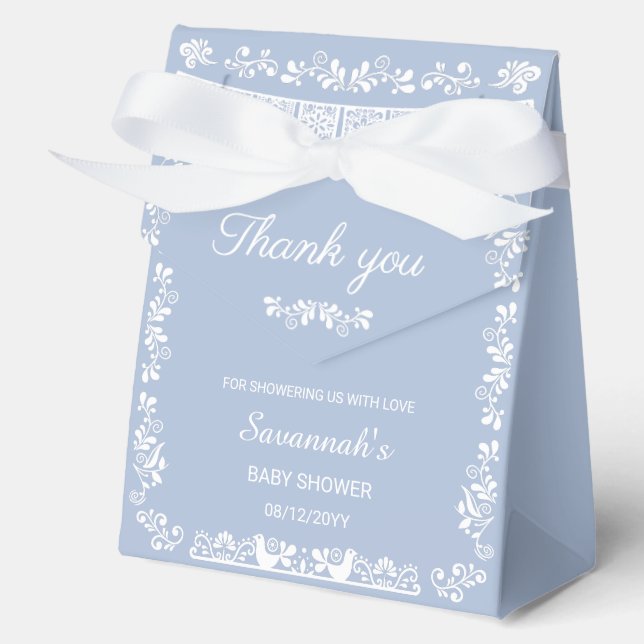 Ballotins Cielito Lindo Blue Baby Shower Favor Box (Recto)