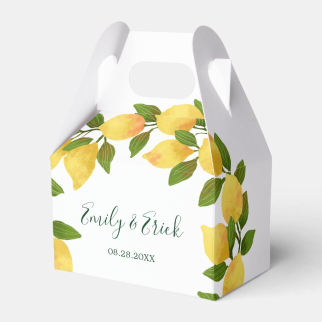 Ballotins Citrons et verdure Wreath boîte de mariage Favor (Verso)