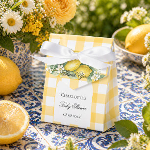 Ballotins Citrons gingham jaune baby shower d'été