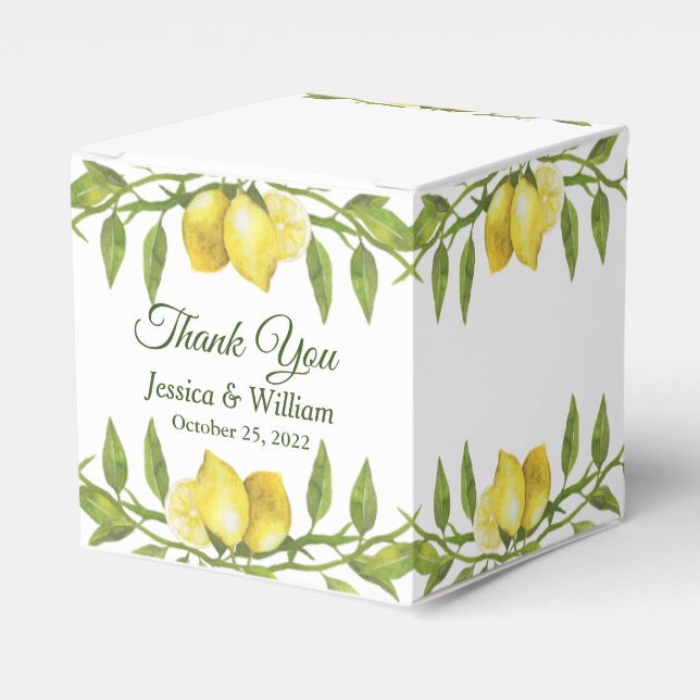 Ballotins Citrons & verdure Aquarelle Mariage cadeau (Verso)