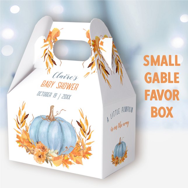 Ballotins Citrouille bleu  Automne Baby shower Ballotin (Blue Pumpkin Small Gable Favor Box - You can choose from 3 sizes of these gable favor boxes
)