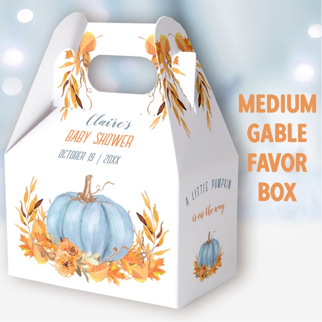 Ballotins Citrouille Bleu Automne Baby shower garçon Moyen G (Blue Pumpkin Medium Gable Favor Box - You can choose from 3 sizes of these gable favor boxes
)