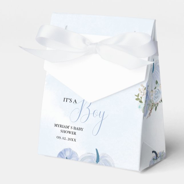 Ballotins Citrouille bleu automne Floral Boy Baby shower (Verso)