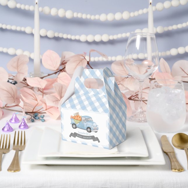 Ballotins Citrouille bleu Camion En vichy Baby shower garçon (Mariage)