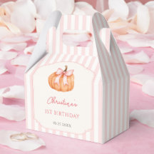 Citrouille orange noeud rose 1er anniversaire 