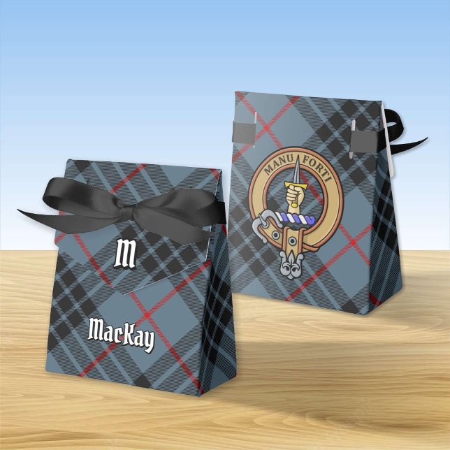 Ballotins Clan MacKay Crest sur Blue Tartan (Créateur téléchargé)
