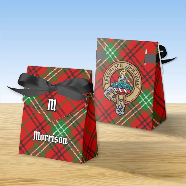 Ballotins Clan Morrison Crest sur Red Tartan Ballotin (Créateur téléchargé)