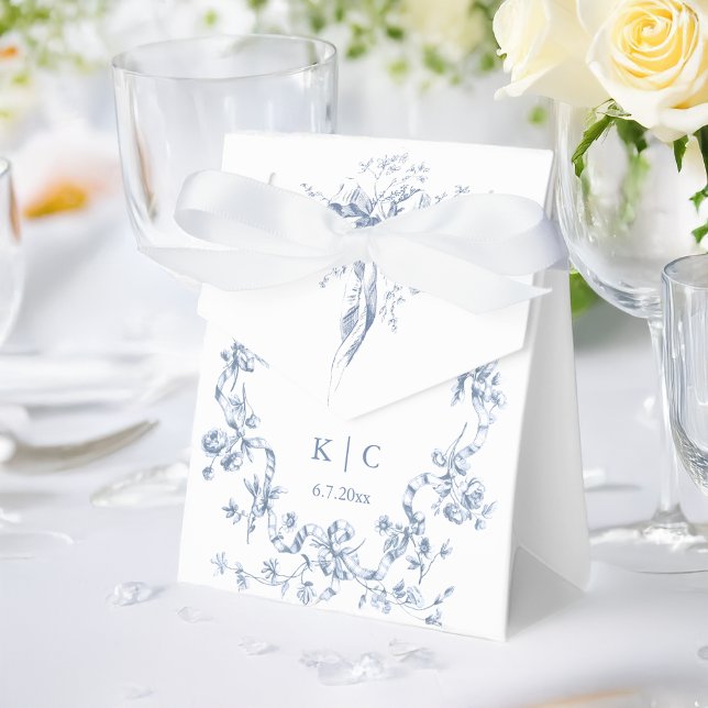 Ballotins Classic French Blue Flowers & Ribbons Wedding (Créateur téléchargé)