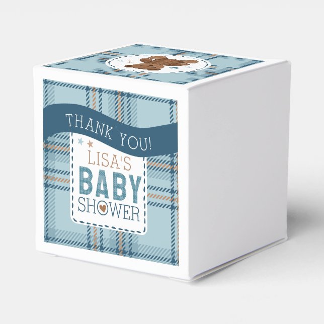 Ballotins Classic Tartan Plaid Teddy Bear, Baby Boy Shower  (Arrière)
