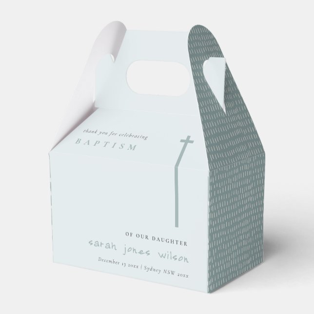 Ballotins Classy Elegant Minimal Blue Typographie Baptême (Verso)