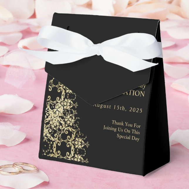 Ballotins Classy Gold & Black Damask 40e anniversaire (Mariage)