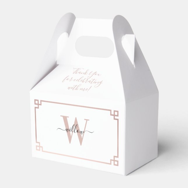 Ballotins Clé grecque blanche et Rose rose or Monogramme (Verso)