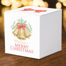 Cloches d'or aquarelle vert rouge noël