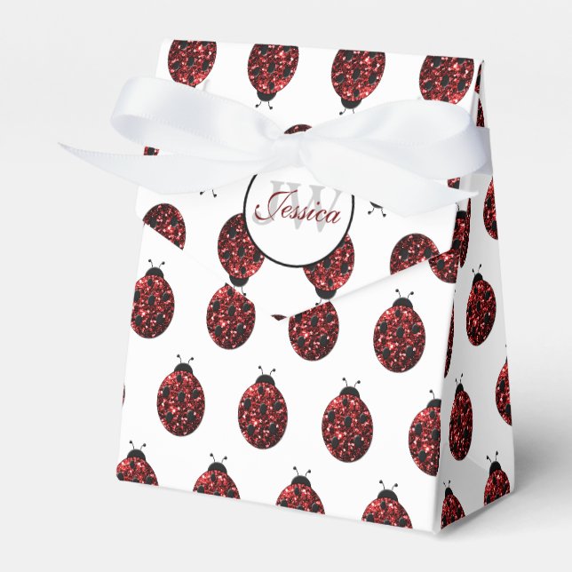 Ballotins Coccinelle rouge foncé fausses paillettes scintill (Verso)