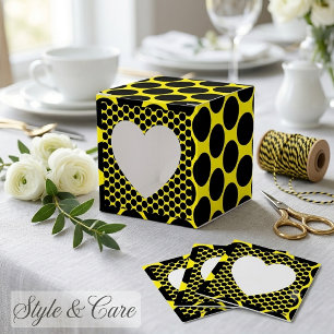 Ballotins Cœur de style jaune vif avec point noir 2x2x2