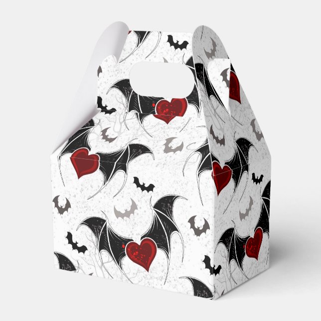 Ballotins Coeur d'Halloween avec ailes de chauve-souris noir (Verso)