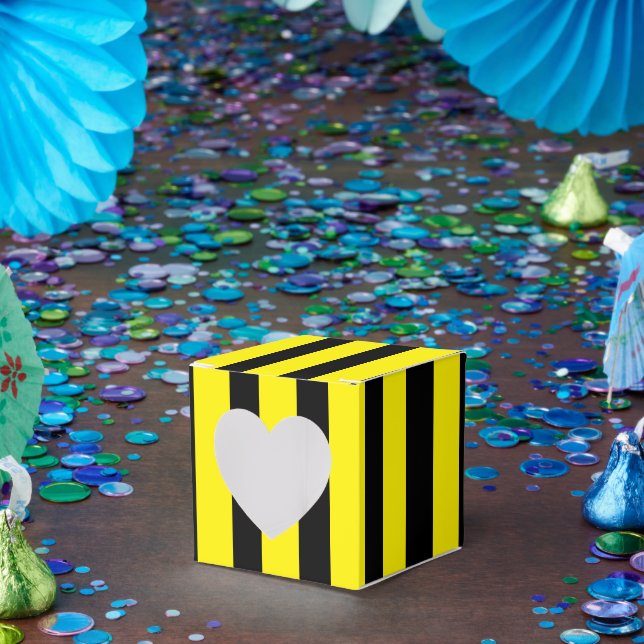 Ballotins Cœur rayé jaune vif et noir classique (Fête)
