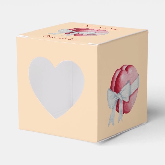 Ballotins coeur rouge attaché avec ruban blanc pour mariage (Verso)