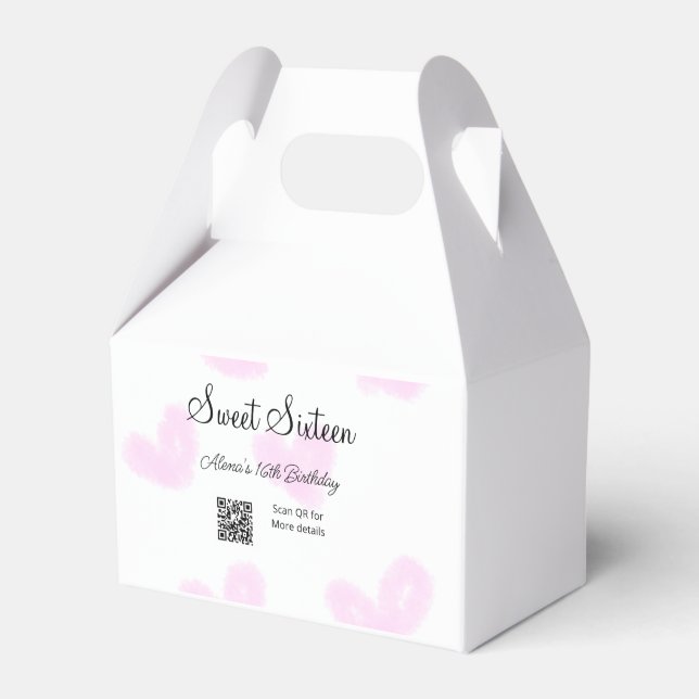 Ballotins Coeurs d'aquarelle rose QR Sweet sixteen anniversa (Verso)