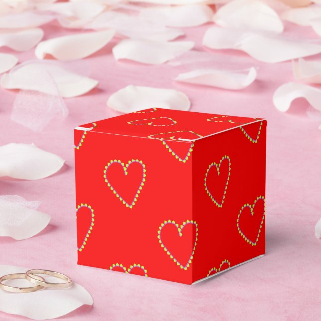 Ballotins Coeurs en forme de coeur sur rouge (Mariage)