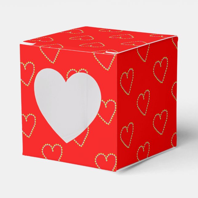 Ballotins Coeurs en forme de coeur sur rouge (Verso)