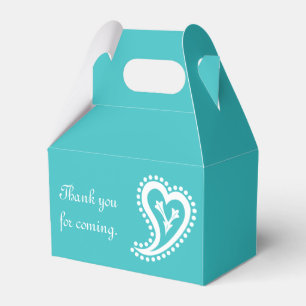 Ballotins Cœurs Paisley Sucrés dans Boîte de Faveur Turquois