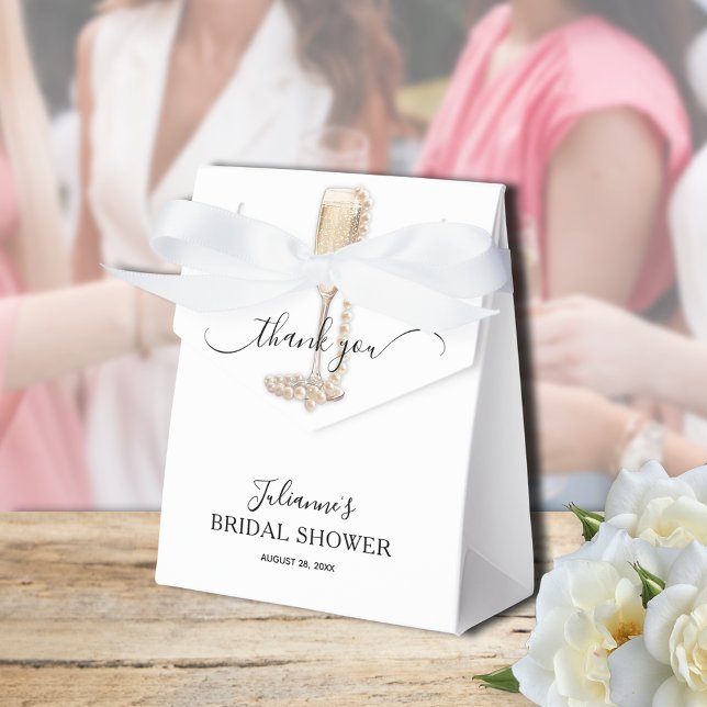 Ballotins Collier de perles et prosecco pour remerciement de (Pearls & Prosecco bridal shower Thank You tent-style favor boxes 3" x 1.5" x 3.25" or 4" x 2" x 5")