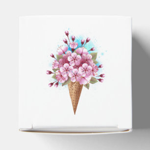 Ballotins Cône rose Sakura crème glacée gaufre