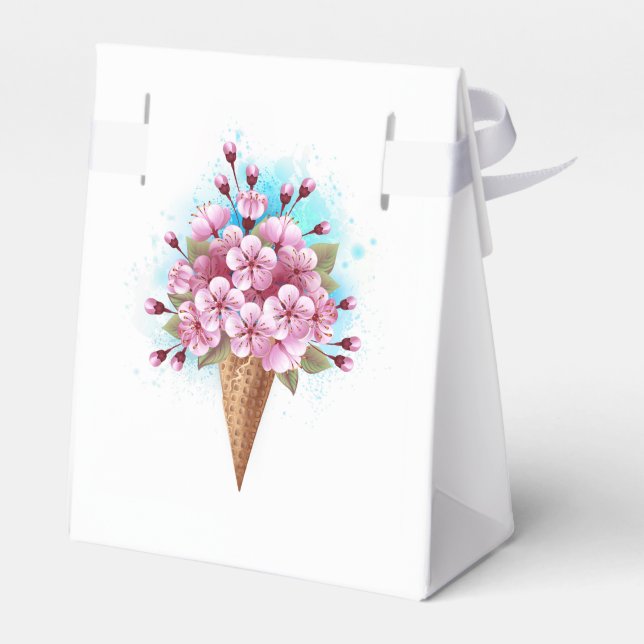 Ballotins Cône rose Sakura crème glacée gaufre (Arrière)