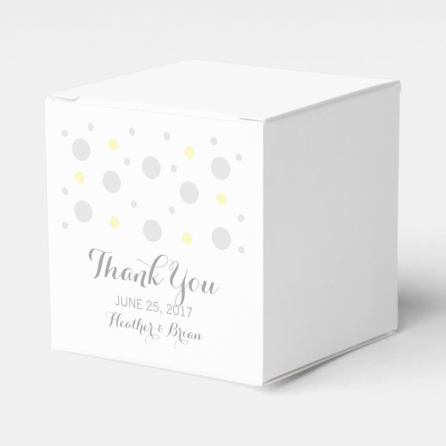 Ballotins Confetti gris Jaune mariage Favor Boxes (Verso)