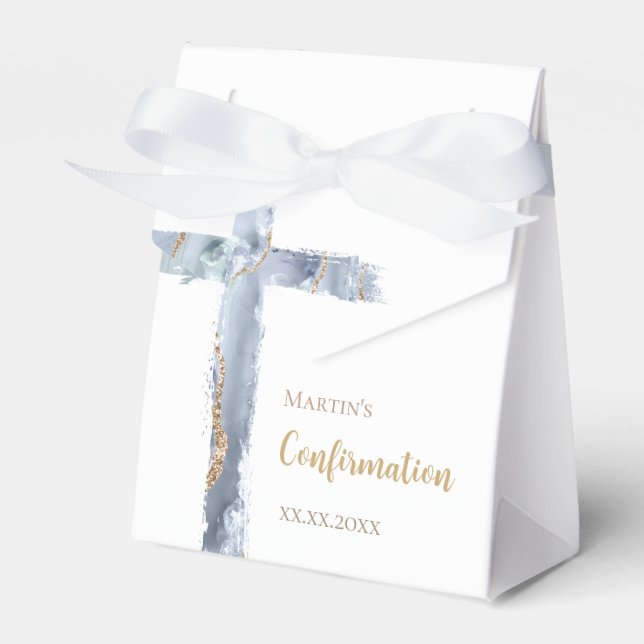 Ballotins Confirmation sainte croix d'agate bleu poussiéreux (Verso)