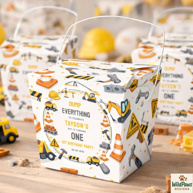 Ballotins Construction 1er Anniversaire | Fête Camion de Cha (Construction 1ST Birthday | Builder Truck Party Favor Boxes
)