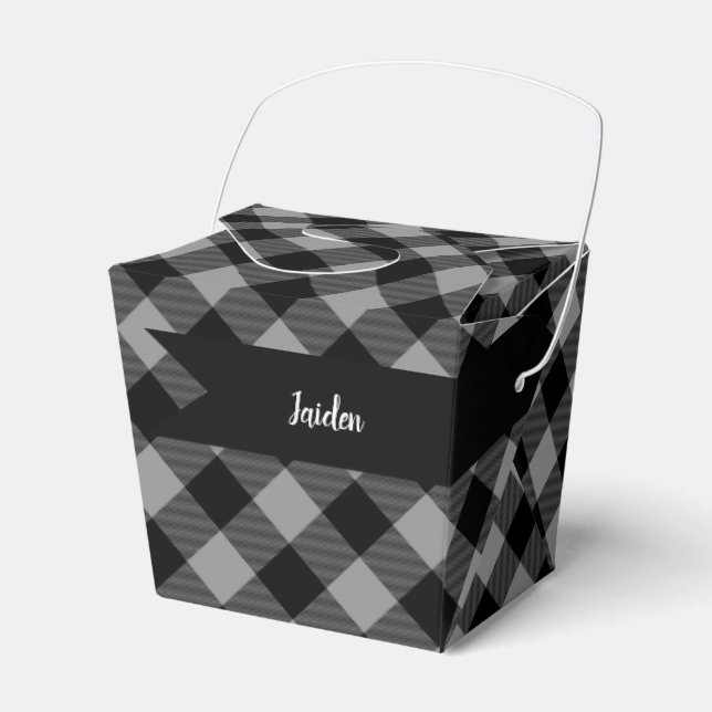 Ballotins Contenants de cadeaux à carreaux gris et noir de B (Verso)