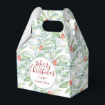 Ballotins Cookie de Noël à la verdure aquarelle<br><div class="desc">Conçu pour se coordonner avec ma collection de botaniques de Noël. Cette boîte de faveurs présente mon motif de feuillage original à l'aquarelle dans des nuances de rouge et de vert avec les mots Joyeux Noël dans une typographie manuscrite tendance. Personnalisez avec les mots Merci avec les noms et la...</div>