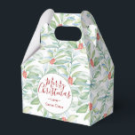 Ballotins Cookie de Noël à la verdure aquarelle<br><div class="desc">Conçu pour se coordonner avec ma collection de botaniques de Noël. Cette boîte de faveurs présente mon motif de feuillage original à l'aquarelle dans des nuances de rouge et de vert avec les mots Joyeux Noël dans une typographie manuscrite tendance. Personnalisez avec les mots Merci avec les noms et la...</div>