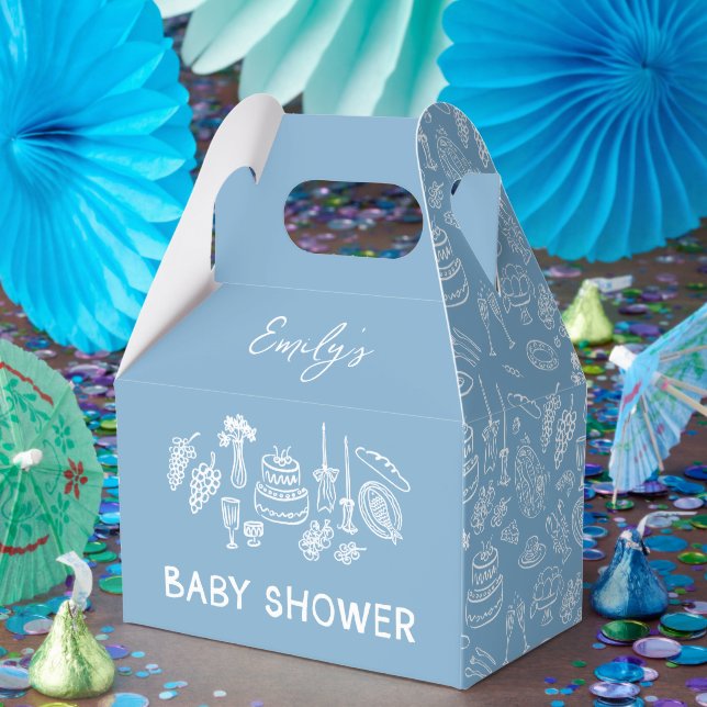 Ballotins Coquette bleu baby shower à main moderne (Fête)