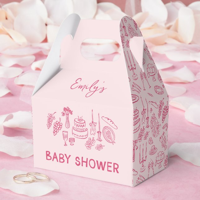 Ballotins Coquette rose baby shower à main moderne (Mariage)