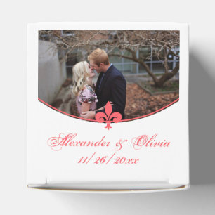 Ballotins Coral Fleur de Lis Photo Mariage Favor Box