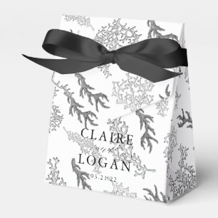 Ballotins Coral Motif B & W Nautical Wedding Favor Box