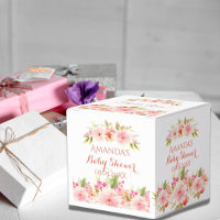 Coral pêche dahlia fleurs baby shower merci