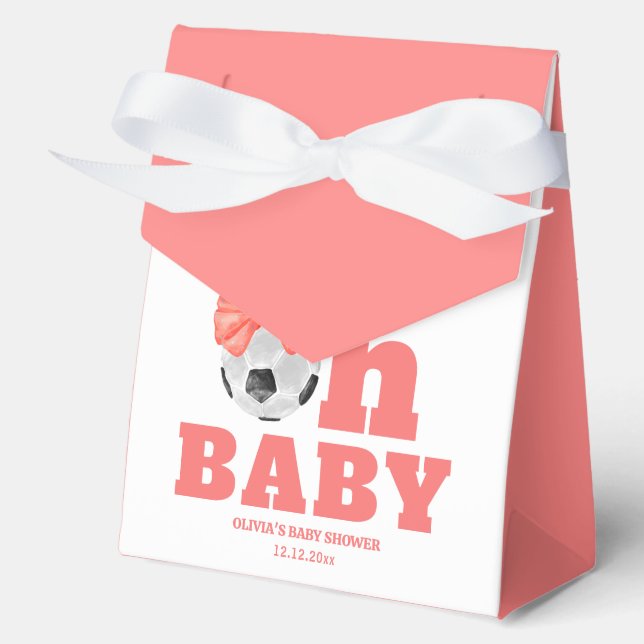 Ballotins Coral Pink Oh Baby Bow Soccer Sport Baby Shower (Recto)