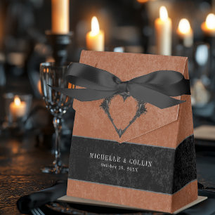 Ballotins Corbeau noir gothique et Mariage rouille Rose noir